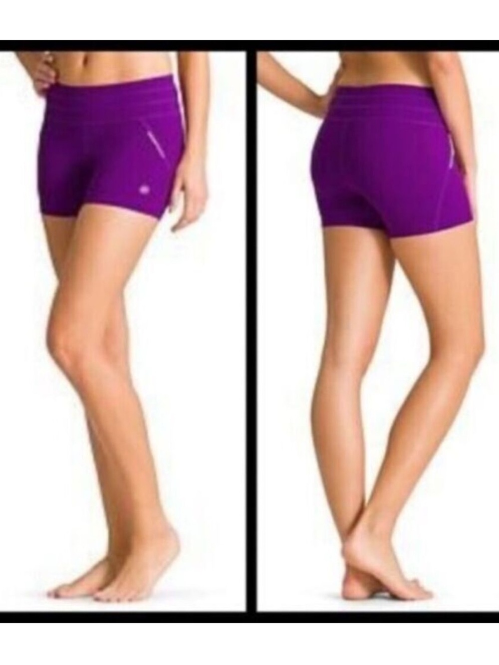 Athleta Cross It Shortie Biker Shorts Purple Compression 4” Inseam Large